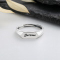 wholesale S925 Sterling Silver Geometric Alphabet Lucky Ring, Hong Kong Style Streetwear Trendy Luxury Versatile Index Finger Ring-0-2
