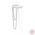 wholesale S925 Sterling Silver Single Row Diamond Double Layer Chain Tassel Ear Climber Earring-0-4