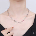 wholesale S925 Sterling Silver Retro Vintage-style Rectangular Ins Minimalist Style Inlaid Zircon Collarbone Necklace-0-2