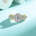 925 Sterling Silver Bicolor Moissanite Ring, 15ct Oval Cut, Women's Light Luxury Design-0-0