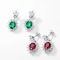 wholesale S925 Sterling Silver Cross-Border New Style Pigeon Blood Cultivated Ruby Earrings for Women, Luxury Colored Gemstone High-End Ear Wholesale Customization-0-3