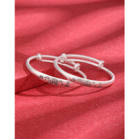 wholesale 999 Sterling Silver Year of the Snake Baby Bracelet, Blissful and Joyful, Smooth Children's Pure Silver Bangle, Infant Full Moon First Birthday Gift-A pair of Happiness Joy Shun, about 21.3g 999 silver