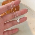 wholesale Sterling silver textured heart necklace women Korean high-end sense neckins collarbone chain-0-3