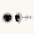 wholesale S925 Sterling Silver Amazon Best-Selling Black Moissanite Stud Earrings with Hip-Hop Trendy Design and Premium Feel Wholesale-0-1
