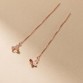 wholesale S925 Sterling Silver Fresh and Sweet iNS-Style Small and Unique Design Diamond-Inlaid Hollow Butterfly Ear Thread M06189-0-1