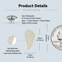 925 Sterling Silver Moissanite Sparkling Double Wing Earrings-Sparkling Double Wing Earrings [K Gold]  925 Silver