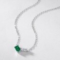 wholesale S925 sterling silver gold-plated fashion minimalist geometric lab-grown emerald necklace versatile lightweight luxury style cross-border supply-0-2