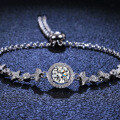 Sterling Silver Moissanite Round Bead Simple Adjustable Bracelet Factory Direct-0-0