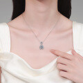 S925 Silver Moissanite Women's Necklace, Hollow Teardrop Pendant-0-2