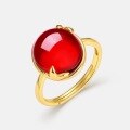 wholesale S925 sterling silver gold-plated minimalist and fresh-style pomegranate stone ring, new Korean and Japanese fashion, wholesale from manufacturers-0-2