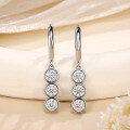 wholesale 18K Gold Plated 925 Sterling Silver Fashion Moissanite Earrings, Elegant Three-Stone Bubble Ear Drop, Cross-Border Wholesale Moissanite Earrings-0-1