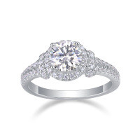 S925 Silver Custom Moissanite Women's Trendy Ring, Hypoallergenic.-1-carat moissanite  US size 6/Hong Kong size 13