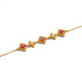 wholesale 925 Sterling Silver Versatile Vintage Palace Style Red Corundum Bracelet for Women with Rhombus Design-0-4