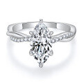 wholesale S925 Sterling Silver Plated 18K Gold 2-Carat Marquise Cut Oval Moissanite Ring, Women's Fashion Engagement Ring-0-4