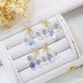 wholesale S925 Silver Plated 14k Gold Blue Quartz Stone Japanese Retro Spring Ear Climbers-0-3
