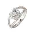 Metal Cross Fork Double-Layer Heart Diamond Ring for Women-0-3