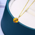 wholesale 9K Gold New Simple and Fashionable Citrine Pendant Necklace for Women, Light Luxury-0-1