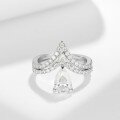 wholesale 18k White Gold Plated S925 Silver 6*9mm Teardrop Moissanite Ins-Style Engagement Ring for Women, Stackable Set-0-2