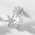 wholesale S925 Sterling Silver New Fashion Popular Snowflake Pearl Ear Studs Korean Style Small Batch Earrings Wholesale from Manufacturer-0-1