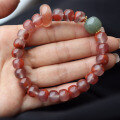 wholesale Sterling silver original natural waxi material icy rose red 8*9mm old bead single-strand bracelet nanhong icy bracelet-0-2