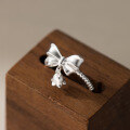 wholesale S925 Sterling Silver Fresh and Sweet Ins Style Niche Design Lily of the Valley Bow Ring R02332-0-2