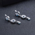 wholesale 925 Silver Light Luxury Designer Natural Topaz Earrings, High-End Sense Inlaid with Natural Gemstone Ear Drops-0-3