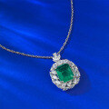 wholesale S925 Silver New Style Simulated Emerald 12*15mm Pendant for Women, the Joy of a Rich Lady, Hot Sale on Douyin-0-2