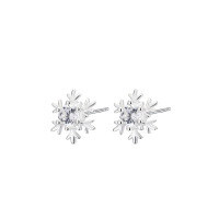 wholesale 925 Sterling Silver Snowflake Stud Earrings For Women-Silver S999 sterling silver (stamped S999)