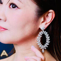 wholesale S925 Sterling Silver Exquisite Marquise Cut European & American Heavy Style Luxurious Banquet Earrings-E402 White Diamond >925 Silver