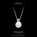 S925 Silver Moissanite Freshwater Pearl Pendant Necklace, Wholesale Women's Chic Design-0-4