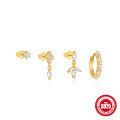 wholesale S925 Sterling Silver Geometric Marquise Diamond Earring Set, Basic and Versatile Hoop Earrings for Women-0-6