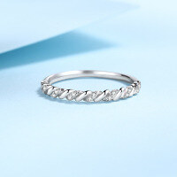 wholesale 925 Sterling Silver Single Row Ring with Princess Crown Setting, Moissanite Stackable Pinky Ring for Women-5.6 points Moissanite No. 15