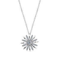 925 Sterling Silver Firework Lucky Sunflower Necklace-S925 Sterling Silver + Zircon  925 Silver