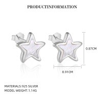 wholesale S925 Sterling Silver Marine Animal Series Opal Earrings, Original Niche Design For Women Wholesale-YE0202_White Shell_Electric Silver_PF_With Small Flower Ear Hat 925 Silver