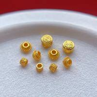 wholesale Metal material first: S925 ancient silver gold-plated fittings, engraved coin, UFO, snowflake, swastika, blessing, spacer beads, spacers, gaskets, DIY bead stringing-2# 2