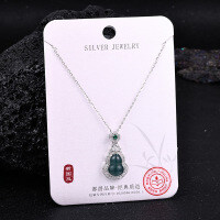 Metal Alloy Crystal Butterfly Necklace and Earring Set-S925 Sterling Silver + Jadeite NA-0134B 925 Silver