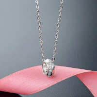 wholesale S925 Sterling Silver Korean Version Piao Xian Creative Zircon Collarbone Necklace Pendant, Small Design Sense Circle Necklace for Women-Necklace platinum &gt; 925 silver