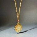 wholesale Gold-plated ancient method sand gold lotus necklace for women, auspicious lotus platform, same as old gold shop pendant, direct from manufacturer wholesale-0-3