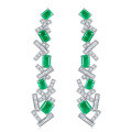 wholesale Gold Plated 925 Silver Graff-Style Irregular Synthetic Emerald Stud Earrings for Women-0-0