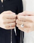 wholesale S925 Sterling Silver Couple Necklace Matching Pair, Creative Interlocking Heart Lock Pendant, Sweater Chain-0-3