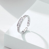 wholesale S925 Sterling Silver Ring for Women, Minimalist and Luxurious Small Niche Design, High-End Cold Style Openable Ring with Diamond Accent for Index Finger Jewelry-Open Ring S925 Silver Adjustable Opening