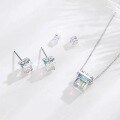 wholesale Sterling Silver S925 Crystal Stud Earrings for Women, Korean-style Minimalist Aurora Sugar Cube Earrings, Luxury Accessories-0-1