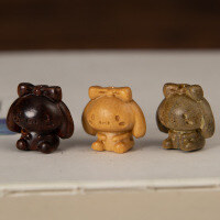 wholesale Metal material natural sandalwood carved bow jade noble dog rosewood green sandalwood aged sandalwood handmade DIY car pendant bag pendant accessory-Rosewood