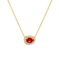 wholesale S925 sterling silver spring new red pomegranate pendant necklace for women, wholesale from silver jewelry manufacturer-Red Pomegranate + White Zirconium Necklace>925 Silver