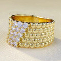 wholesale Metal: S925 Silver Gold-Plated Zhuofan New Beaded Ring for Women, Fashion-Forward, Minimalist, Personality-Infused, Bestseller in Europe and America-0-1