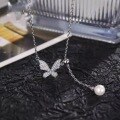 wholesale S925 Sterling Silver Butterfly Pendant Tassel Necklace for Women, Minimalist Niche Luxury Design Sense Choker-0-5