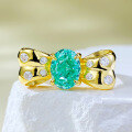 wholesale S925 Gold-Plated Sterling Silver 6*8mm Paraiba Ice-Cut Ring for Women,-0-0