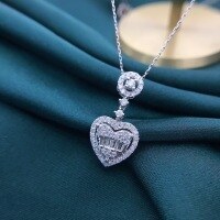 wholesale 925 Sterling Silver Women's Ins Light Luxury Small T Square Heart Pendant Necklace, Minimalist and Dainty Collarbone Chain-Copper platinum