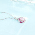 wholesale S925 Sterling Silver Cross-Border Jewelry for Export, Women's Necklace with Pink Opal Pigeon Egg, Light Luxury Accessory New Arrival-0-3