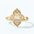 wholesale S925 silver plated with 10K gold, Japanese and Korean lightweight luxury vintage style lace natural opal open ring for women Source manufacturer-0-2